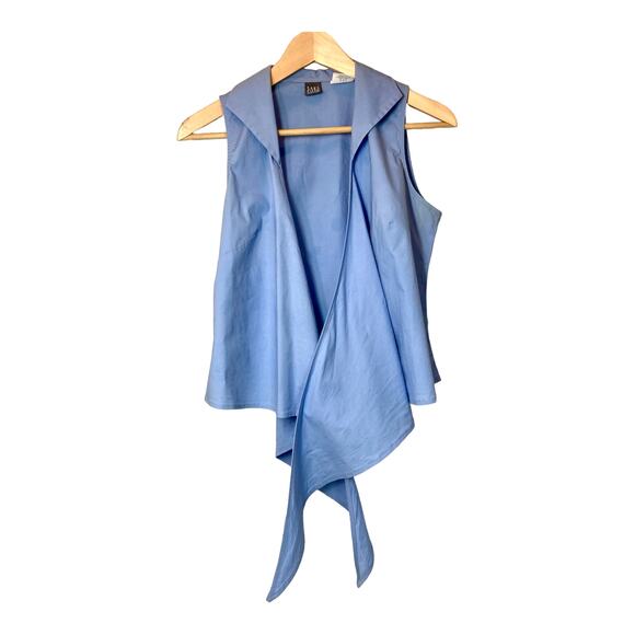 Saks Fifth Avenue Blouse Blue Wrap Tie Top Blue Size 6 - Picture 5 of 6